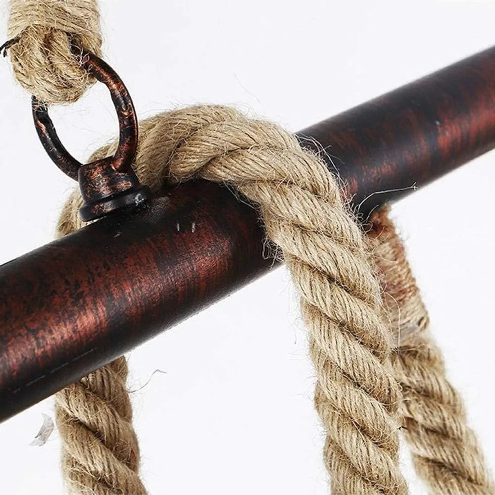 Retro Water Pipe Hemp Rope Ceiling Pendant 3-5 Lights Industrial Vintage Metal Hanging Edison Lamp Chandelier Personality Wrought Iron Bar Restaurant Pendant Light Flush Mount Light