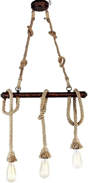 Retro Water Pipe Hemp Rope Ceiling Pendant 3-5 Lights Industrial Vintage Metal Hanging Edison Lamp Chandelier Personality Wrought Iron Bar Restaurant Pendant Light Flush Mount Light