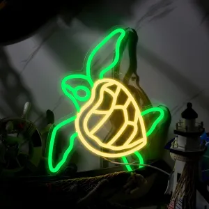 Riakrum Turtle Lamp Sea Turtle Neon Night Light Bedroom Decor Ocean Animal Lamp Gift Acrylic LED Light Sign USB Powered for Bedroom Playroom Table