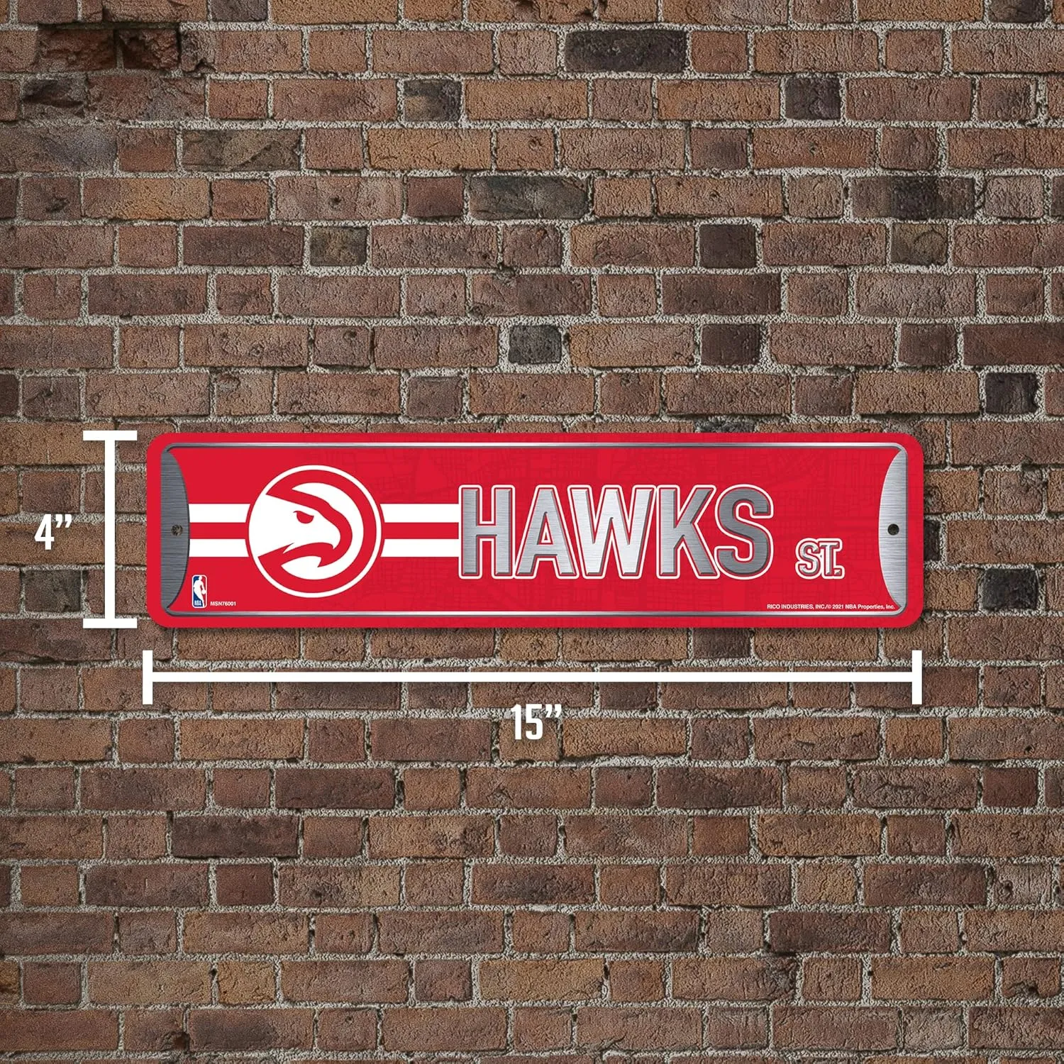 Rico Industries NBA Metal Street Sign Metal Street Sign 4" x 15" Home Décor - Bedroom - Office - Man Cave