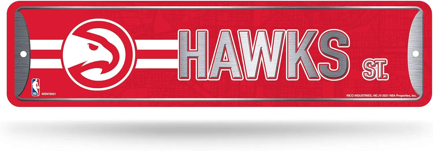 Rico Industries NBA Metal Street Sign Metal Street Sign 4" x 15" Home Décor - Bedroom - Office - Man Cave