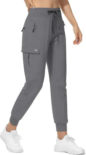 RlaGed Women’s Cargo Hiking Pants Lightweight Joggers Quick Dry Water Resistant Outdoor Fishing UPF 50 Zipper Pockets