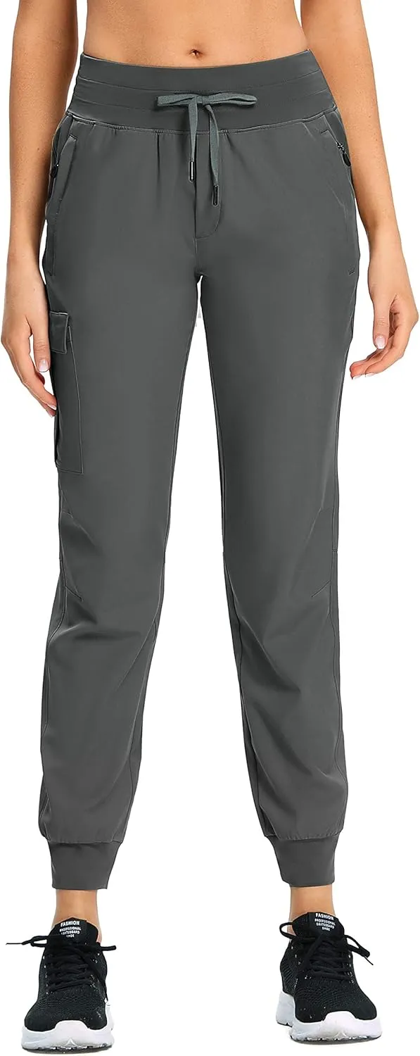 RlaGed Women’s Cargo Hiking Pants Lightweight Joggers Quick Dry Water Resistant Outdoor Fishing UPF 50 Zipper Pockets