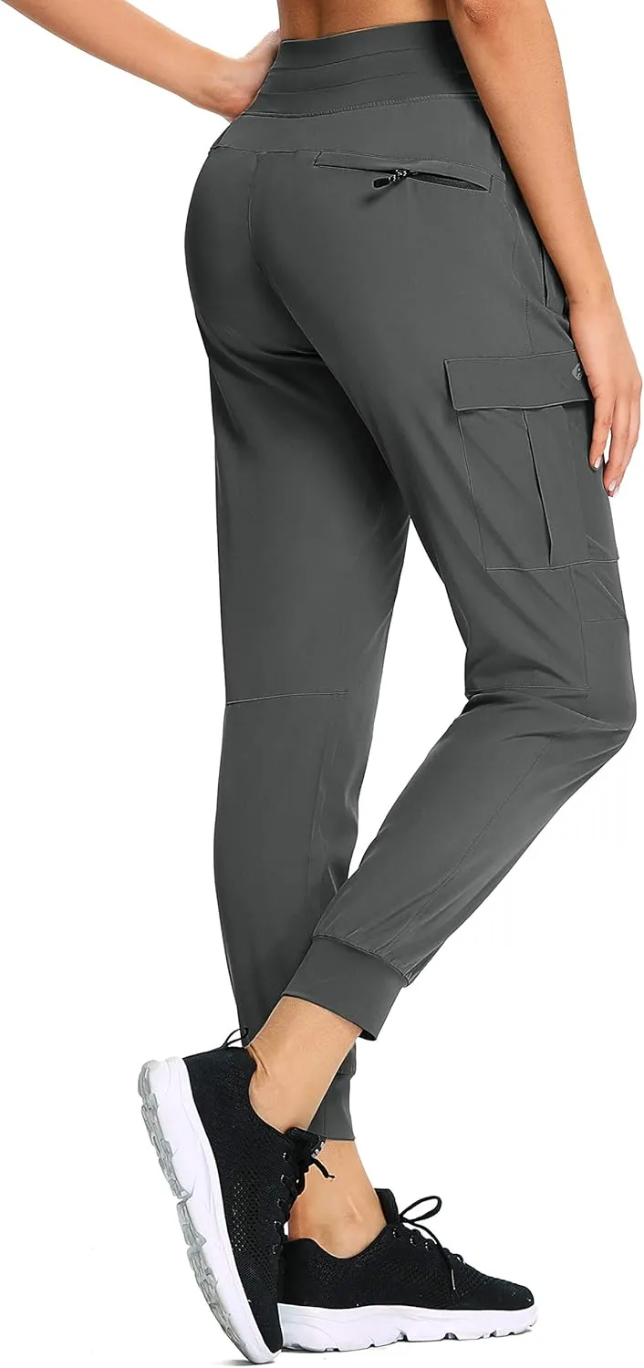 RlaGed Women’s Cargo Hiking Pants Lightweight Joggers Quick Dry Water Resistant Outdoor Fishing UPF 50 Zipper Pockets