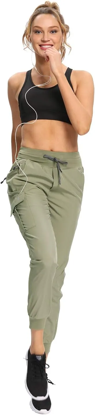 RlaGed Women’s Cargo Hiking Pants Lightweight Joggers Quick Dry Water Resistant Outdoor Fishing UPF 50 Zipper Pockets