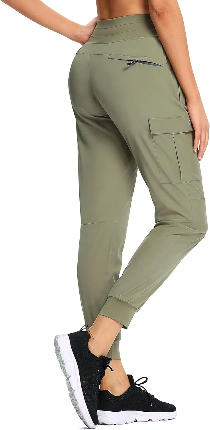 RlaGed Women’s Cargo Hiking Pants Lightweight Joggers Quick Dry Water Resistant Outdoor Fishing UPF 50 Zipper Pockets