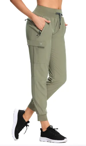 RlaGed Women’s Cargo Hiking Pants Lightweight Joggers Quick Dry Water Resistant Outdoor Fishing UPF 50 Zipper Pockets