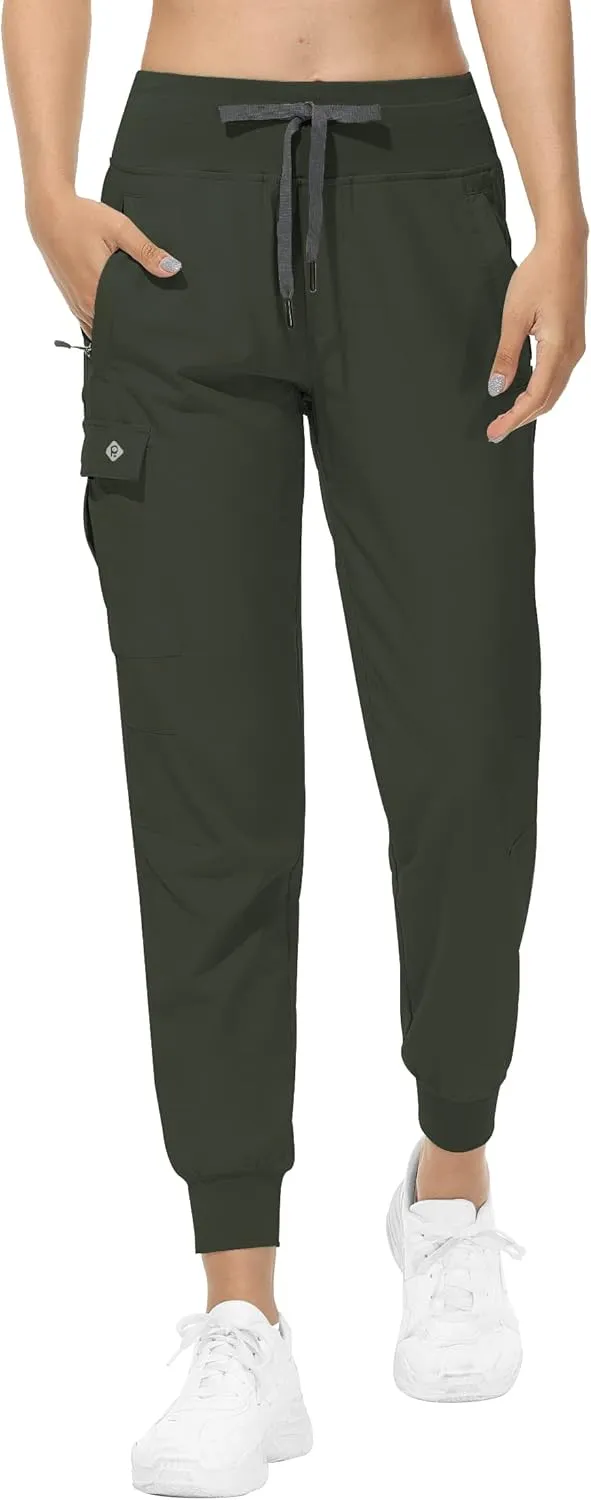 RlaGed Women’s Cargo Hiking Pants Lightweight Joggers Quick Dry Water Resistant Outdoor Fishing UPF 50 Zipper Pockets