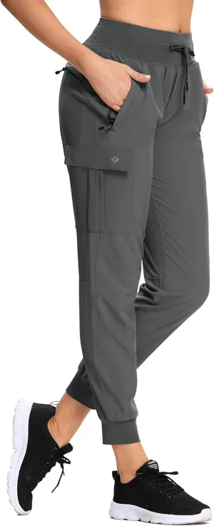 RlaGed Women’s Cargo Hiking Pants Lightweight Joggers Quick Dry Water Resistant Outdoor Fishing UPF 50 Zipper Pockets