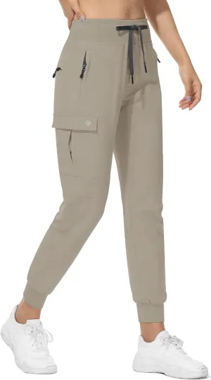 RlaGed Women’s Cargo Hiking Pants Lightweight Joggers Quick Dry Water Resistant Outdoor Fishing UPF 50 Zipper Pockets