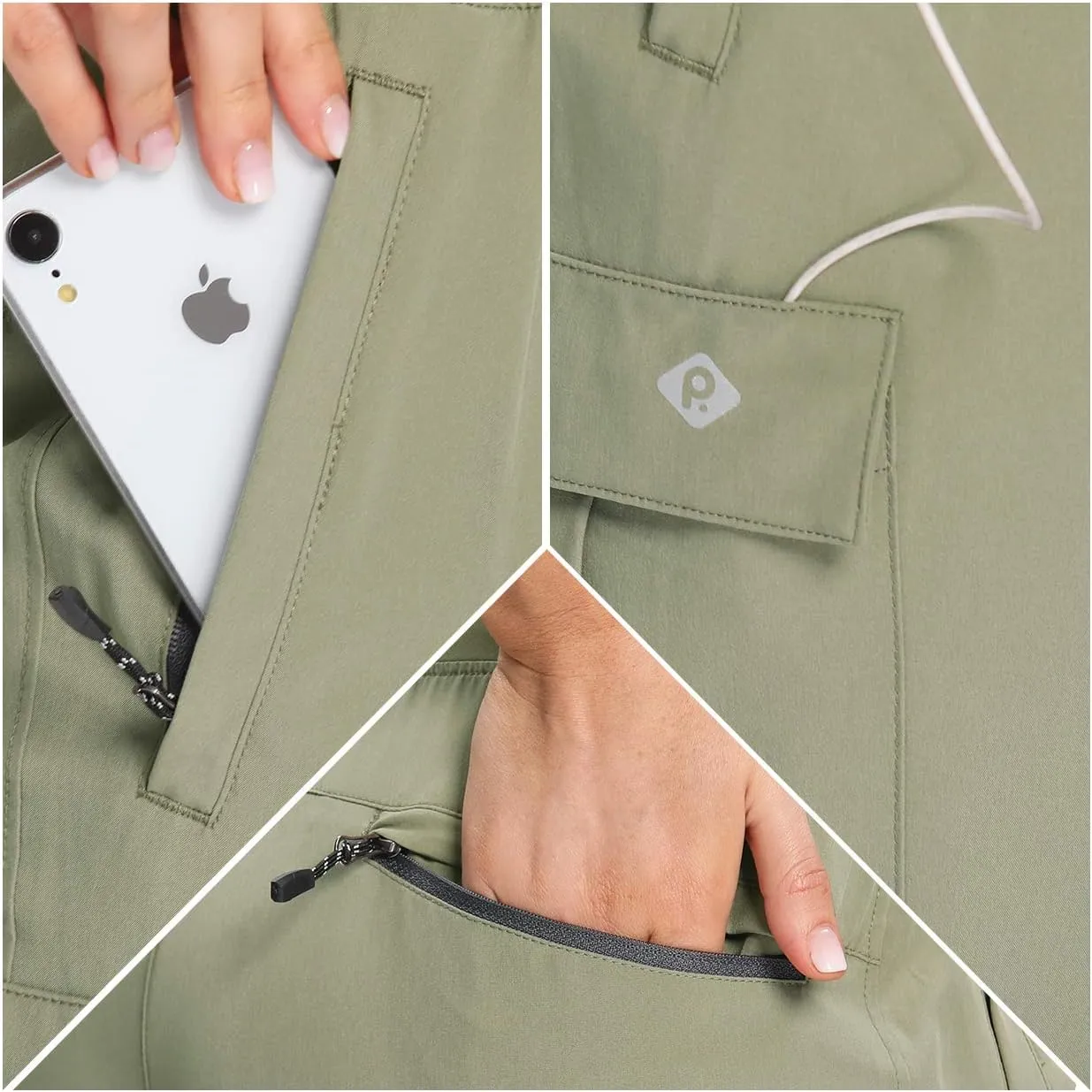 RlaGed Women’s Cargo Hiking Pants Lightweight Joggers Quick Dry Water Resistant Outdoor Fishing UPF 50 Zipper Pockets