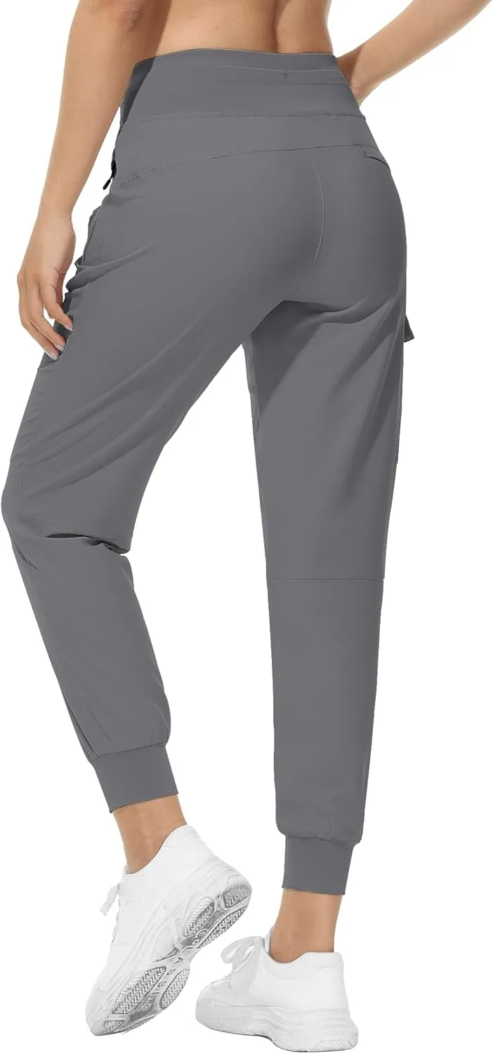 RlaGed Women’s Cargo Hiking Pants Lightweight Joggers Quick Dry Water Resistant Outdoor Fishing UPF 50 Zipper Pockets