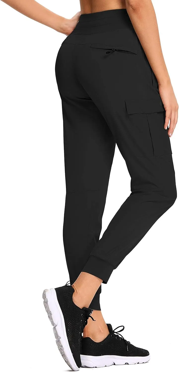 RlaGed Women’s Cargo Hiking Pants Lightweight Joggers Quick Dry Water Resistant Outdoor Fishing UPF 50 Zipper Pockets