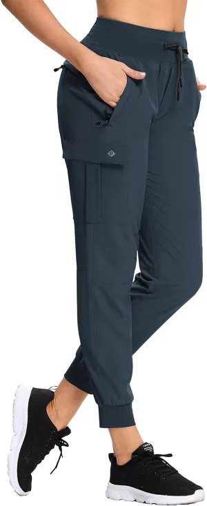 RlaGed Women’s Cargo Hiking Pants Lightweight Joggers Quick Dry Water Resistant Outdoor Fishing UPF 50 Zipper Pockets