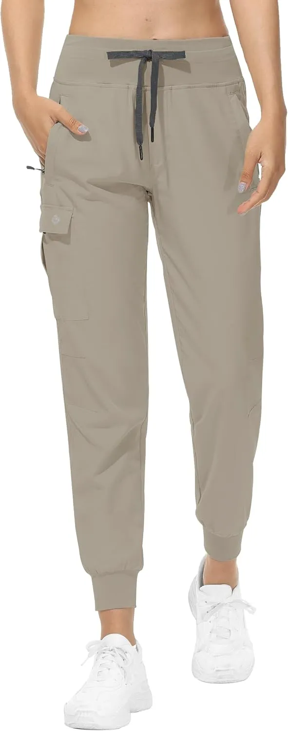 RlaGed Women’s Cargo Hiking Pants Lightweight Joggers Quick Dry Water Resistant Outdoor Fishing UPF 50 Zipper Pockets