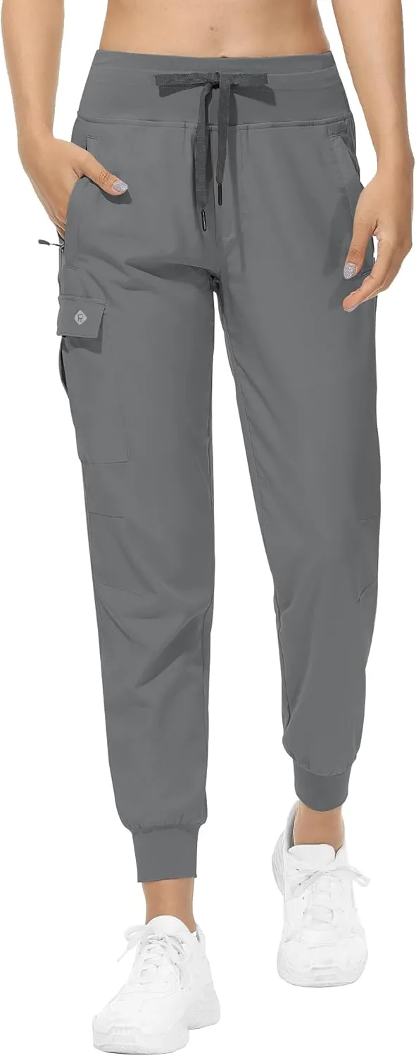 RlaGed Women’s Cargo Hiking Pants Lightweight Joggers Quick Dry Water Resistant Outdoor Fishing UPF 50 Zipper Pockets