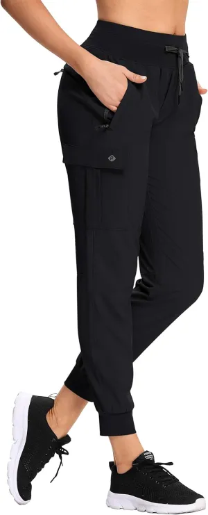 RlaGed Women’s Cargo Hiking Pants Lightweight Joggers Quick Dry Water Resistant Outdoor Fishing UPF 50 Zipper Pockets