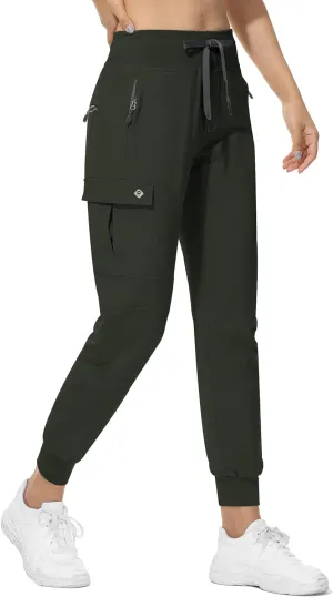 RlaGed Women’s Cargo Hiking Pants Lightweight Joggers Quick Dry Water Resistant Outdoor Fishing UPF 50 Zipper Pockets