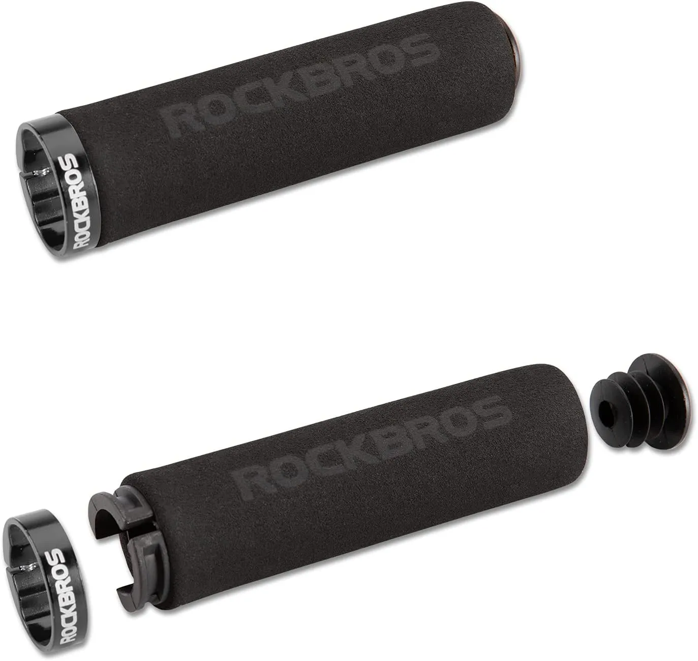 Rock BROS Bike Grips Foam Single Lock on Bicycle Handle Bar Soft Comfortable Non-Slip Bike Handle Grips for BMX Mountain MTB Beach Cruiser Scooter