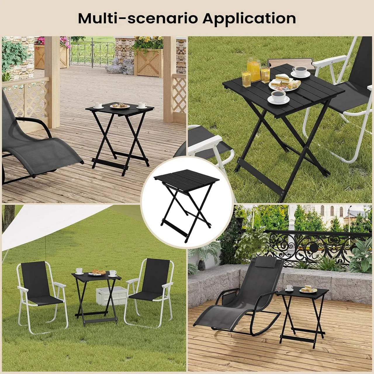 Rootz Camping Table - Folding Picnic Table - Portable Outdoor Table - Lightweight Aluminum Alloy - 50.5cm x 47cm x 59.5cm