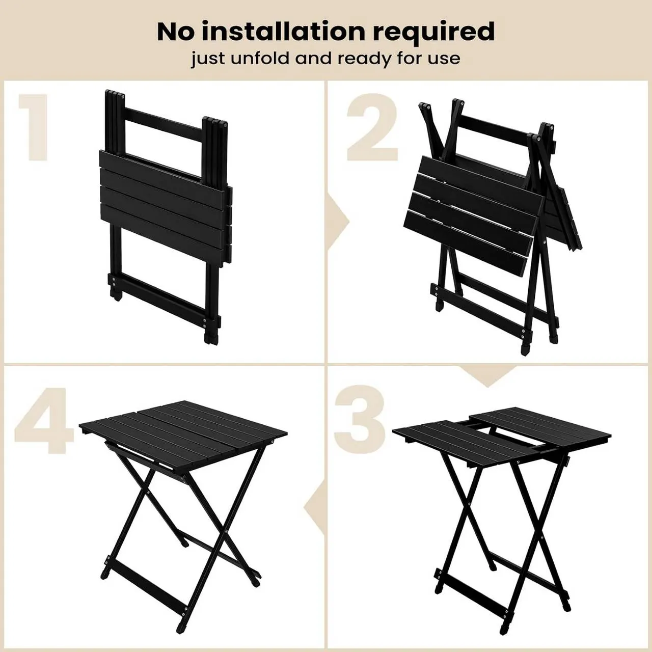 Rootz Camping Table - Folding Picnic Table - Portable Outdoor Table - Lightweight Aluminum Alloy - 50.5cm x 47cm x 59.5cm
