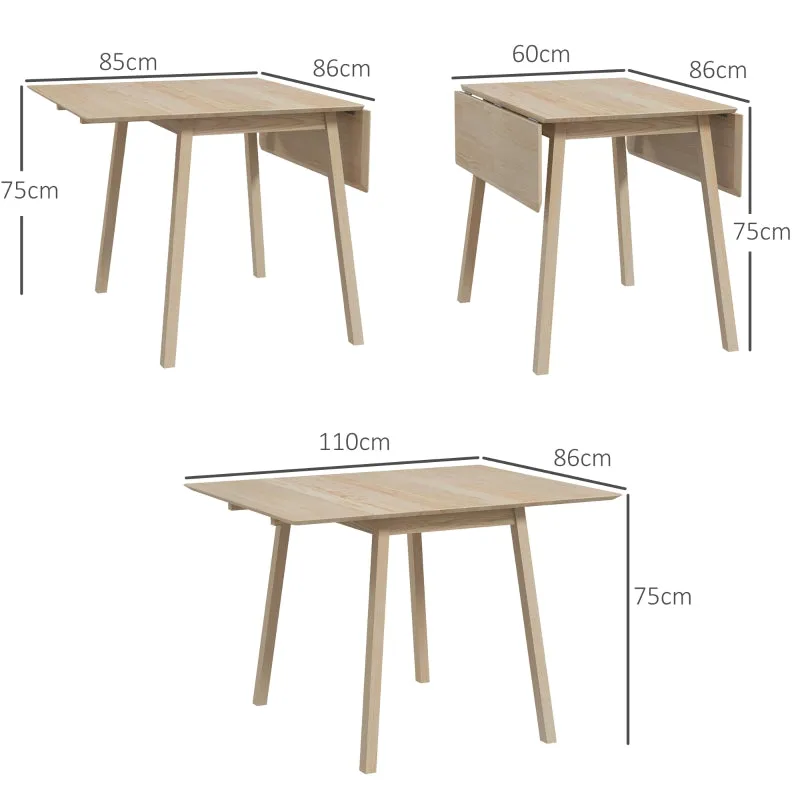 Rootz Folding Dining Table - Collapsible Dining Table - Space-Saving Table - Durable Pine Wood - Multi-Functional Use - 86D x 110W x 75H cm (Fully Unfolded)
