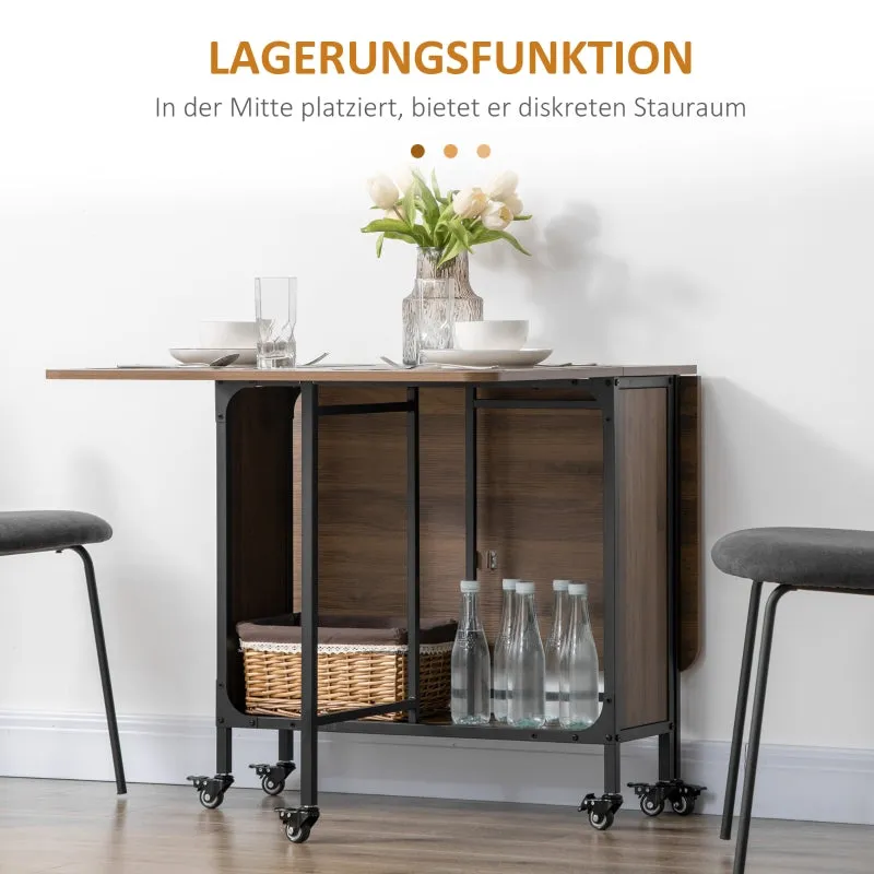 Rootz Mobile Folding Table - Space-Saving Dining Table - Versatile Foldable Table - Stylish Design - 130cm x 80cm x 74cm - Chipboard & Metal