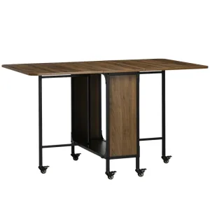 Rootz Mobile Folding Table - Space-Saving Dining Table - Versatile Foldable Table - Stylish Design - 130cm x 80cm x 74cm - Chipboard & Metal