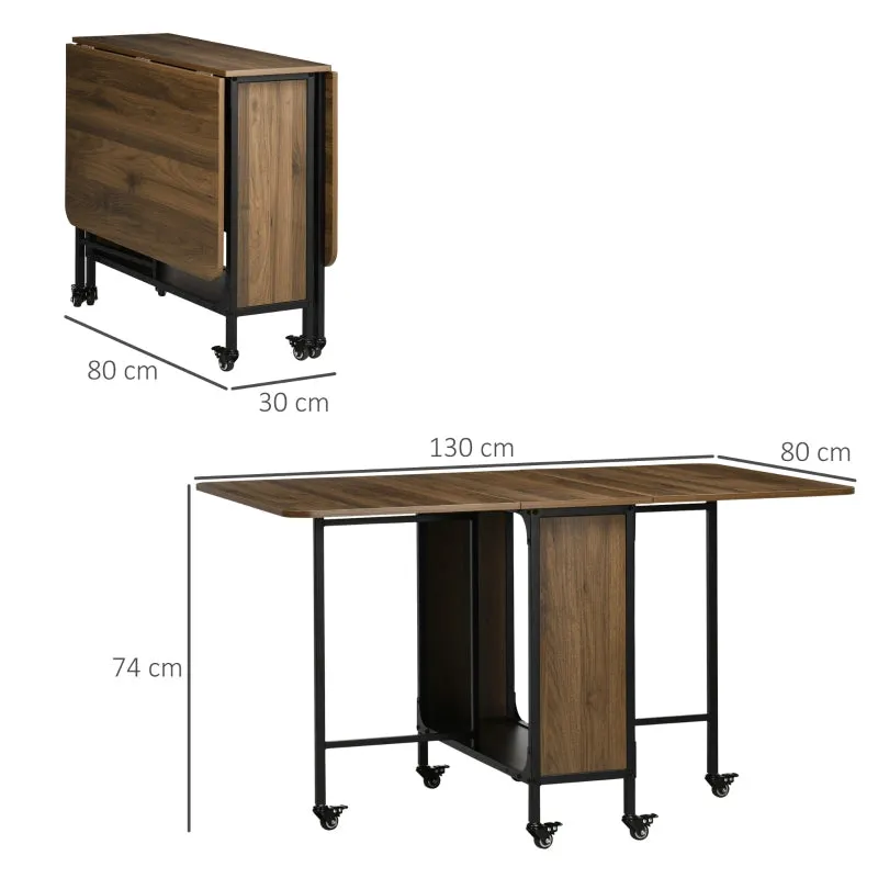 Rootz Mobile Folding Table - Space-Saving Dining Table - Versatile Foldable Table - Stylish Design - 130cm x 80cm x 74cm - Chipboard & Metal