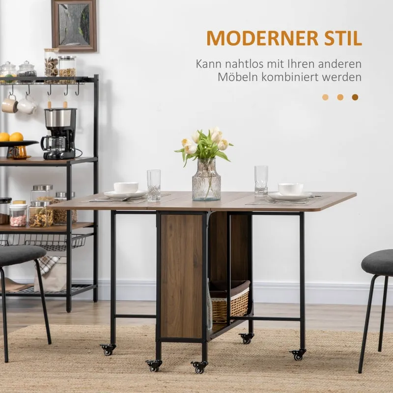 Rootz Mobile Folding Table - Space-Saving Dining Table - Versatile Foldable Table - Stylish Design - 130cm x 80cm x 74cm - Chipboard & Metal