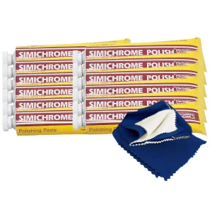 Rosenthal Collection – Simichrome Polish 1.76oz Tube (Pack of 12 with 1 Cloth) – High-Gloss Metal Polish for Chrome, Aluminum, Brass, and Jewelry Restoration