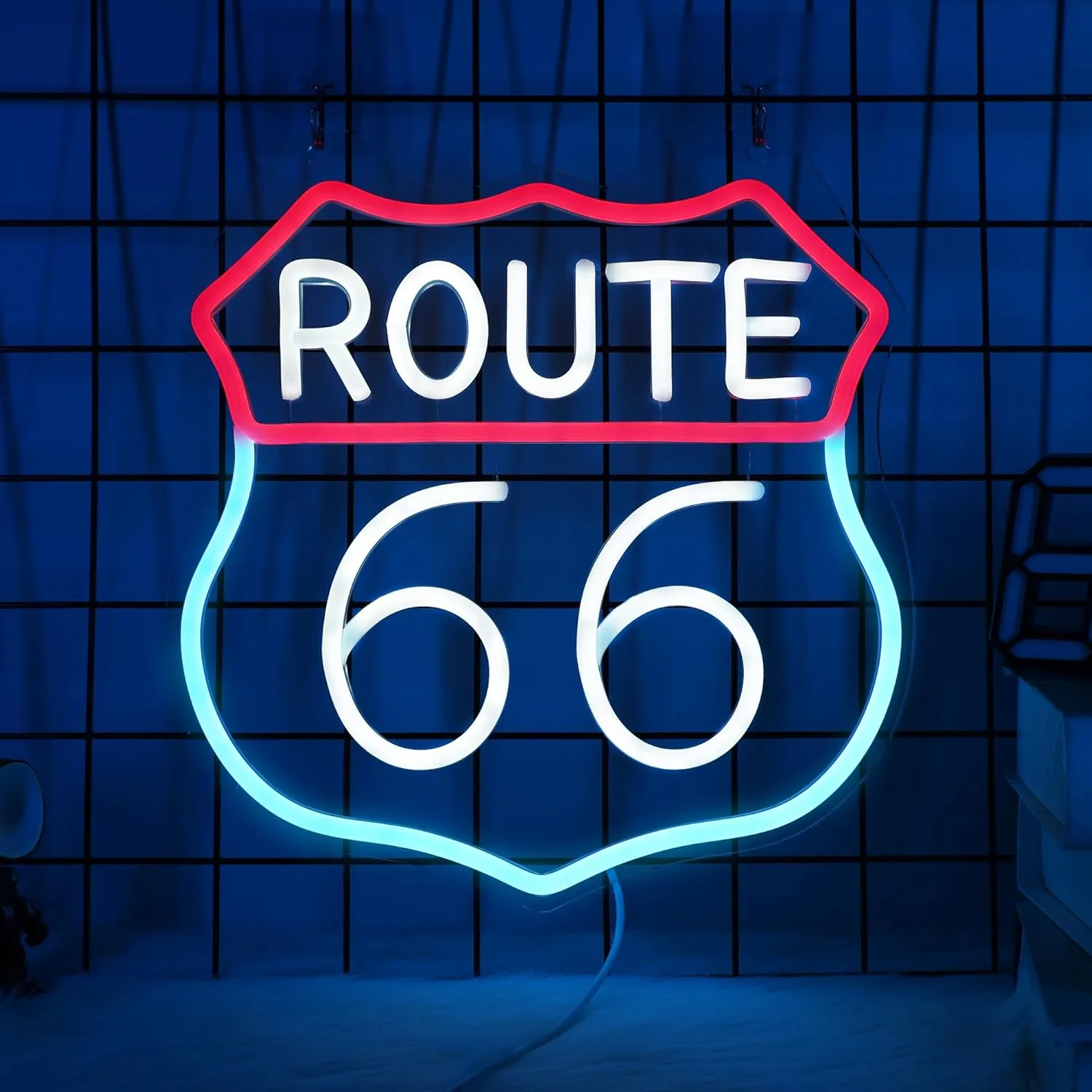 Route 66 Neon Sign, LED Light Room Decor USB Powered, for Bedroom Living Room Gaming Room Man Cave Home Party Birthday Gift for Family Friends Kids