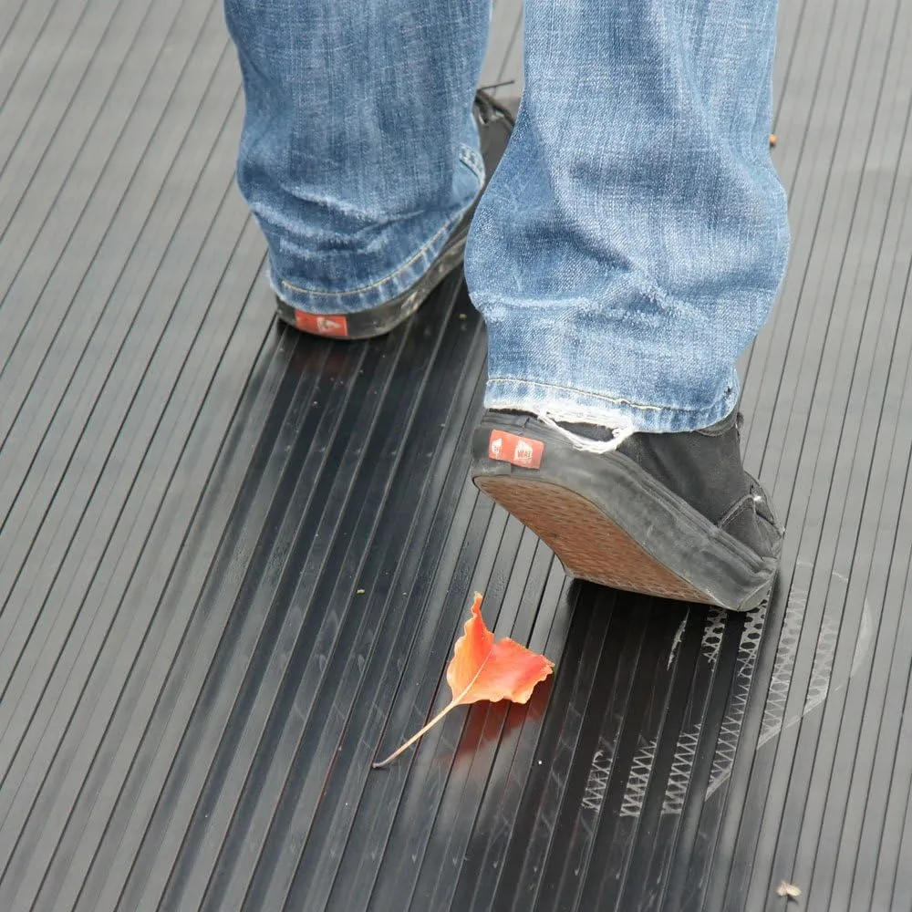 Rubber-Cal - 03_168_W_WR_08 Wide Rib Corrugated Rubber Floor Mat, 3 mm Thick x 4' x 8' Utility Runner, Black