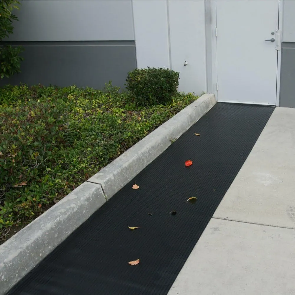 Rubber-Cal - 03_168_W_WR_08 Wide Rib Corrugated Rubber Floor Mat, 3 mm Thick x 4' x 8' Utility Runner, Black