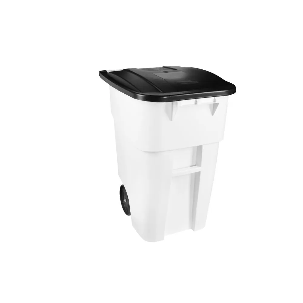 Rubbermaid Commercial Products BRUTE Rollout Heavy-Duty Wheeled Trash/Garbage Can, 50-Gallon, Blue, for Restaurants/Hospitals/Offices/Warehouses/Garage