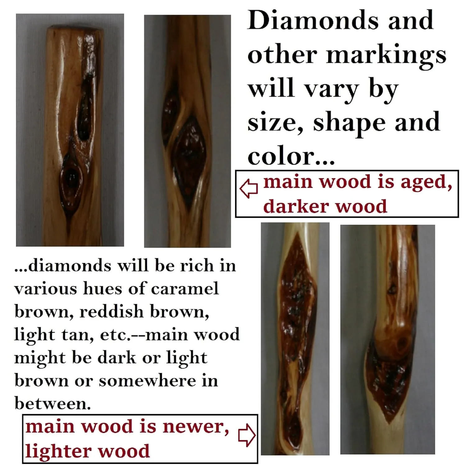 Rustic Hiking Stick, 38 to 62 inches, Unique Finished Natural Diamond Willow Wood, Handcrafted in MN, USA (52 inches)