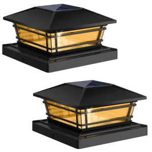 Rynx | Kipeini Solar Post Cap Light Sources Outdoor 2Pack [LED Bulb, 2 Light Settings] Fence Post Solar Light Sources Waterproof For 4X4 5X5 Or 5.5X5 Wooden Fences, Warm Glowing Bulb Lighting For The Garden Patio Yard White