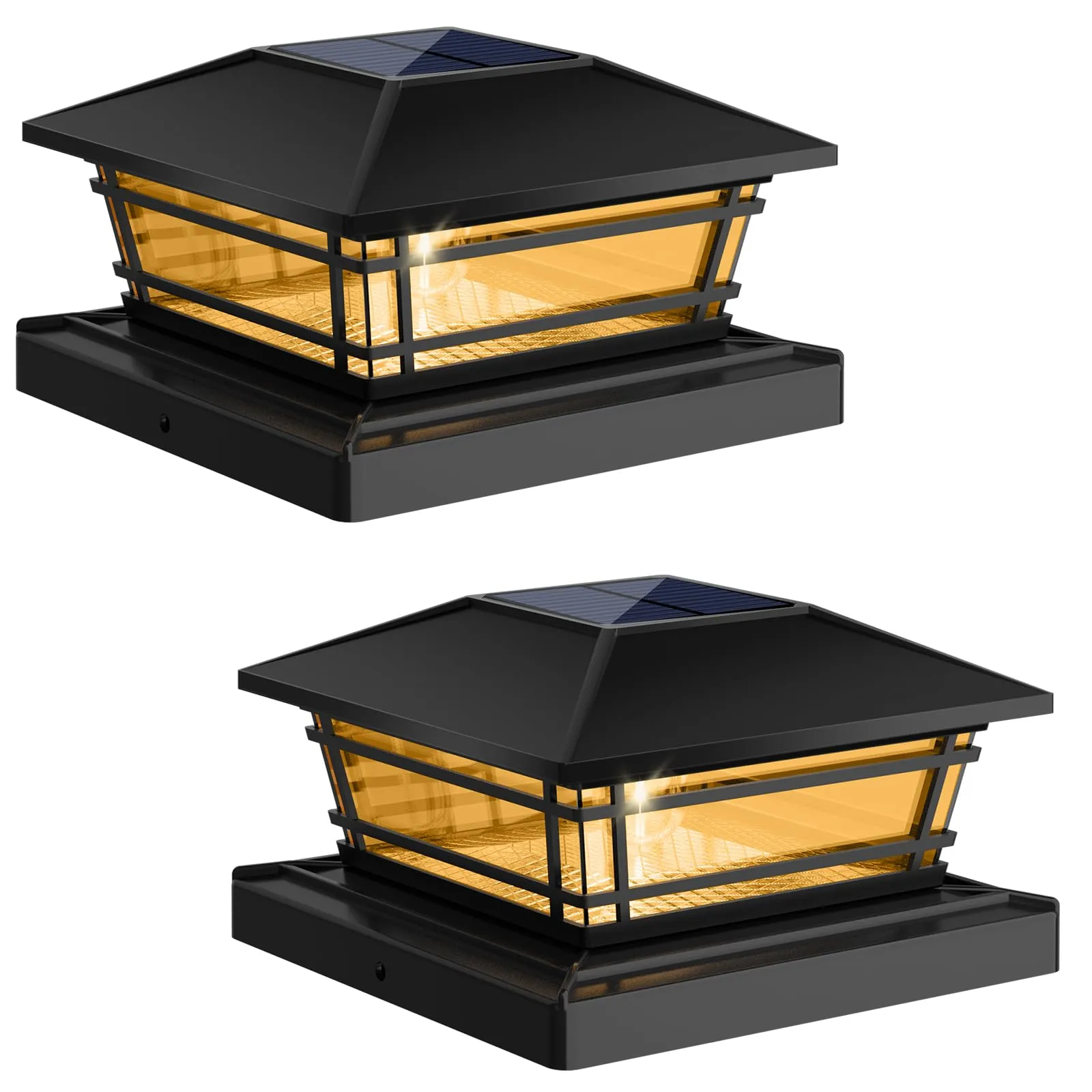 Rynx | Kipeini Solar Post Cap Light Sources Outdoor 2Pack [LED Bulb, 2 Light Settings] Fence Post Solar Light Sources Waterproof For 4X4 5X5 Or 5.5X5 Wooden Fences, Warm Glowing Bulb Lighting For The Garden Patio Yard White