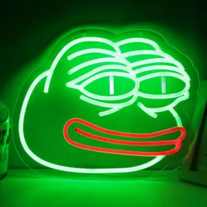 Sad Pepe Frog Neon Signs, Funny Frog Neon Light, LED Neon Signs for Wall Decor, Led Sign Animal Shaped Neon Lamp For Bar Garage Club Kids Room Decor