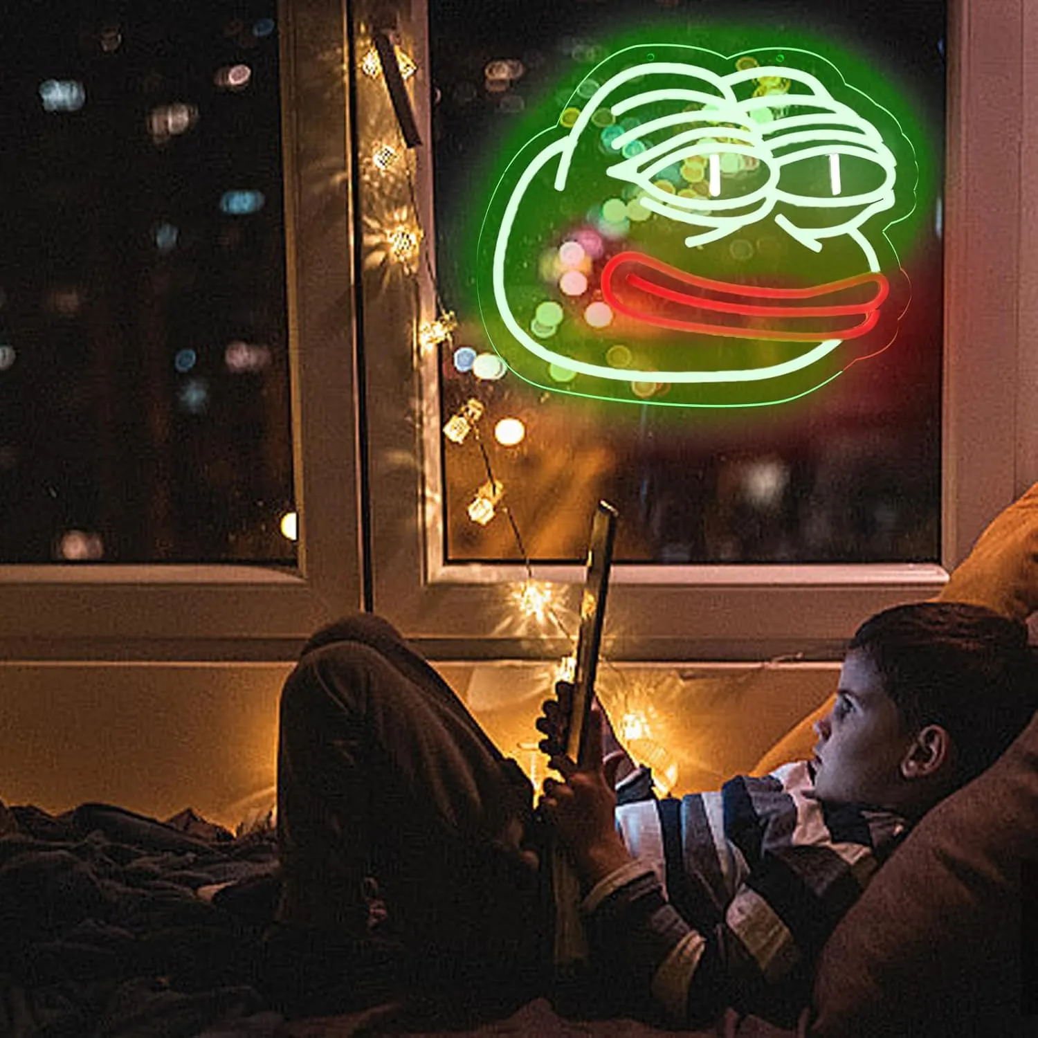 Sad Pepe Frog Neon Signs, Funny Frog Neon Light, LED Neon Signs for Wall Decor, Led Sign Animal Shaped Neon Lamp For Bar Garage Club Kids Room Decor