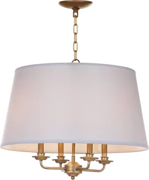 SAFAVIEH Lighting Collection Kimball Farmhouse Gold/ White Shade 22-inch Diameter 4-light Adjustable Hanging Pendant Light Fixture (LED Bulbs Included)