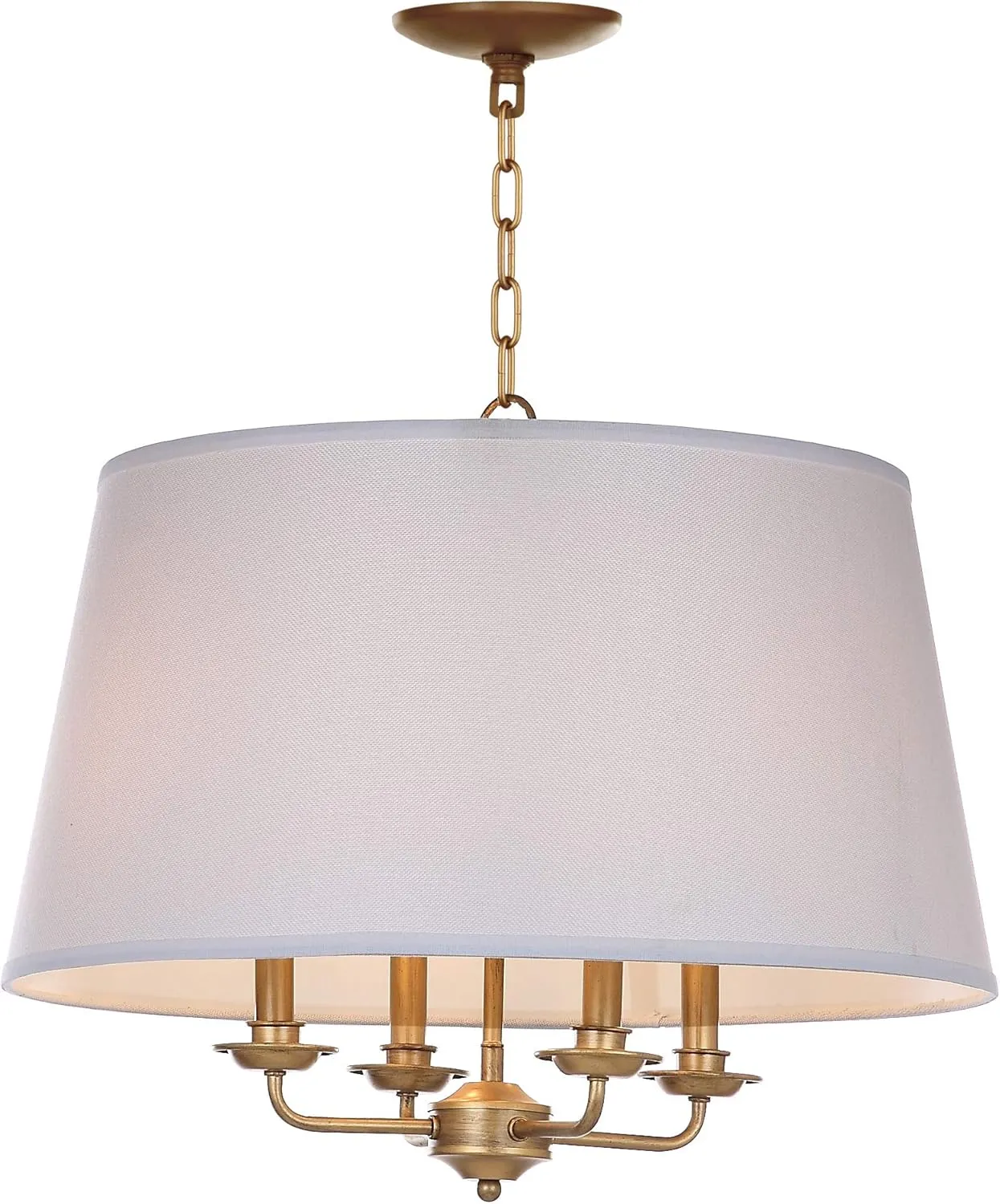 SAFAVIEH Lighting Collection Kimball Farmhouse Gold/ White Shade 22-inch Diameter 4-light Adjustable Hanging Pendant Light Fixture (LED Bulbs Included)