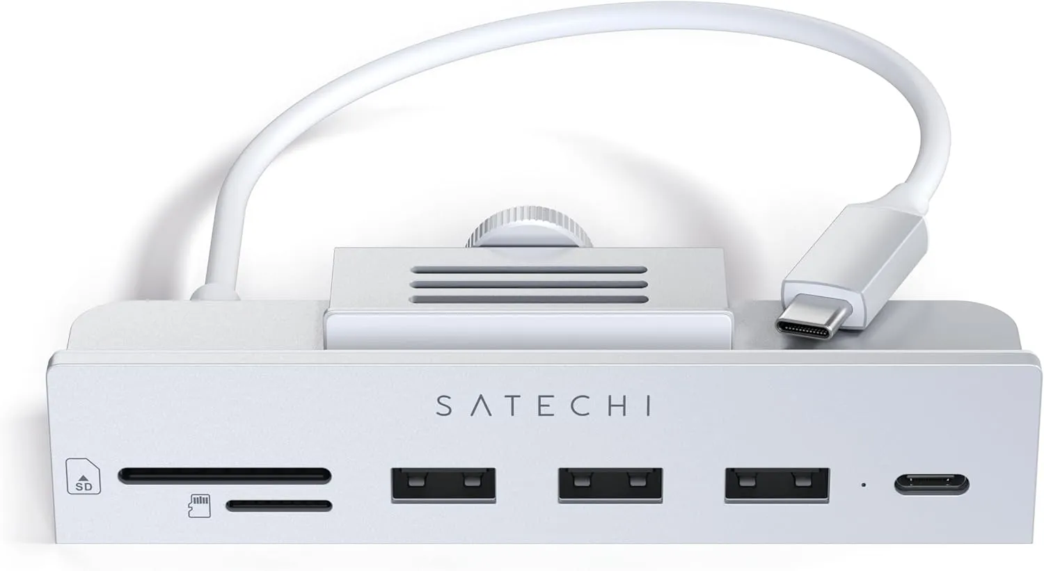 Satechi USB C Hub – iMac USB Adapter – USB C Data Port, USB-A 3.0 Data, Micro/SD Card Readers, USB C Clamp Hub For Apple Studio Display & iMac 24-inch, Does Not Fit 2020 iMac & Earlier Models - Silver