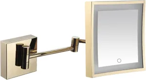 Screen Touch Dimming Makeup Mirror with Lights and 3X Magnification Square LED Wall Mounted Bathroom Vanity Mirror Rotable Extendable Shaving Mirror Gold Hardwired (Color : Gold, Size : USB)