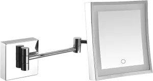 Screen Touch Dimming Makeup Mirror with Lights And 3X Magnification, Square LED Wall Mounted Bathroom Vanity Mirror, Rotable Extendable Shaving Mirror,Gold,Hardwired ( Color : Silver , Size : Hardwire