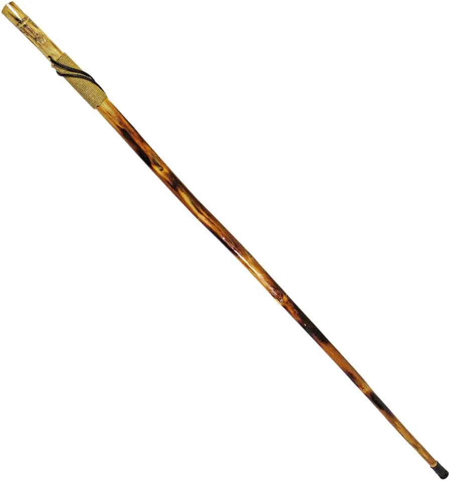 SE Survivor Series 55" Hand Carved Wolf Hiking Stick, Weatherproof, Rope Wrapped, Metal Tip - WS626-55RW