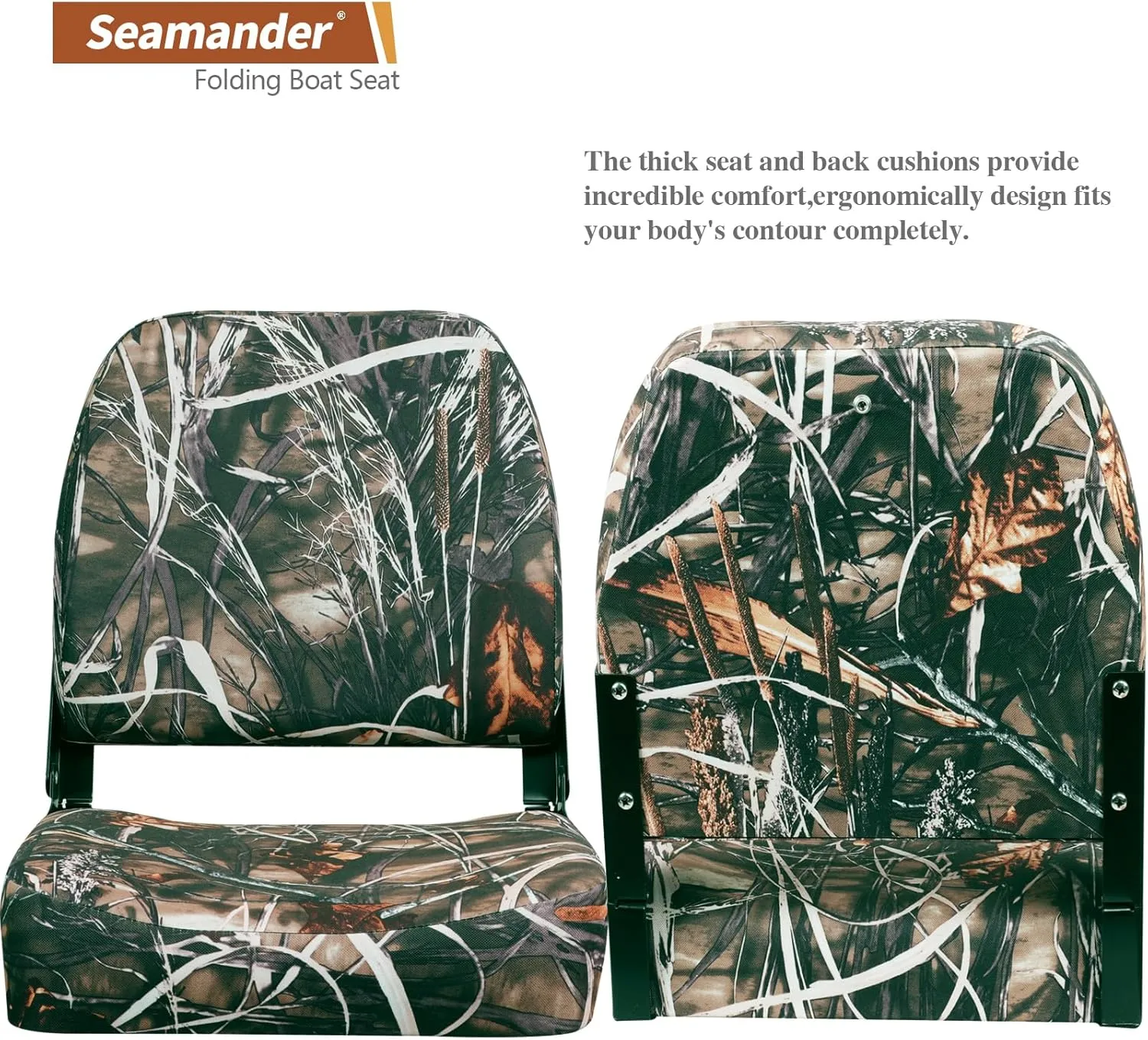 Seamander Seamander Low Back Boat Seats, Folding Boat Seats With Stainless Steel Screws,Aluminum Hinges&Padded,Fishing Boat Seat, Multiple Color Options (2-Pack)