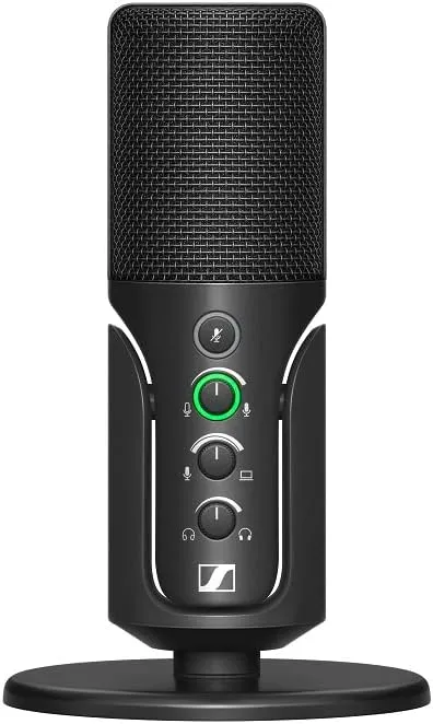 SENNHEISER Professional Profile - USB Cardioid Condenser Microphone & Table Stand, 1.2 m USB-C Cable - Mute Button, Built-in Headphone Jack, Gain, Mix & Volume Control, for PC & Mac,Black