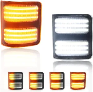 Sequential Switchback Side Mirror Running & Turn Signal Lights for F250 F350 F450 F550 2008-2016 Super Duty, [Visibility & Safety] Clear Lens White DRL & Parking Light, LED Amber Turn Signals