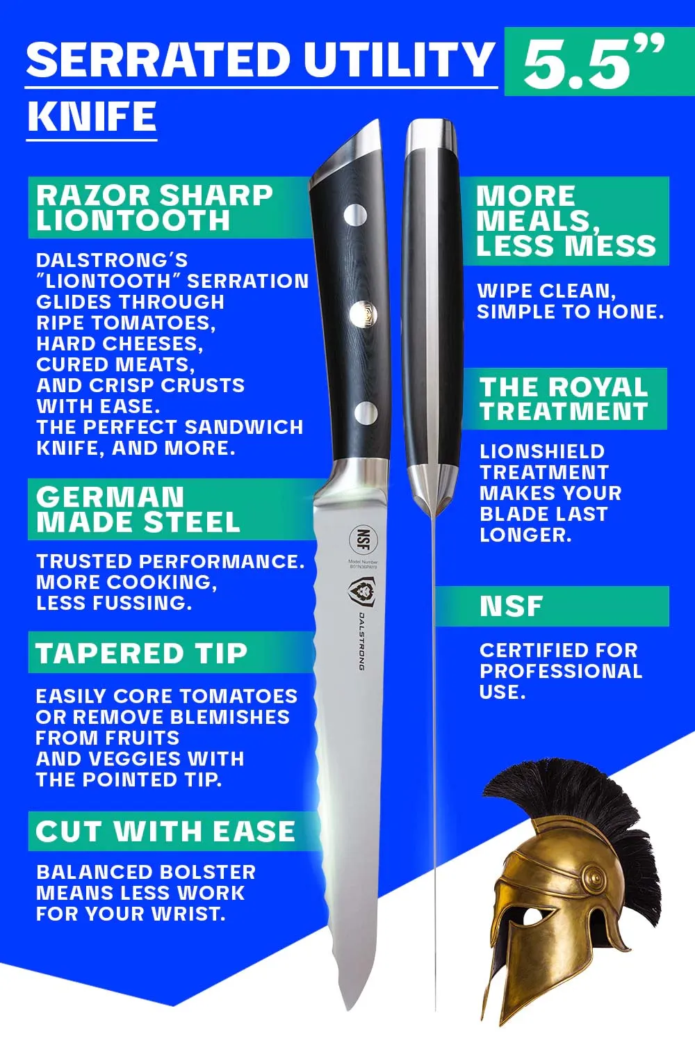 Serrated Utility Knife 5.5" | Gladiator Series | NSF Certified | Dalstrong ©